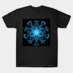 Abstract ice blue flame flower T-Shirt